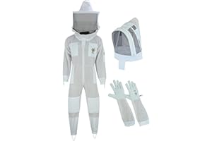 BusyBee Combinaison d’apiculture ventilée pour homme – 3 couches ultra protectrices – Combinaison en maille blanche de qualité supérieure
