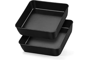 Joyfair 6 Inch Square Cake Tin Set of 2, Stainless Steel Cake Mould with Non-Stick Surface, Baking Pan Set Ideal for Roasting Bread Lasagna Brownie Beef, Easy Release & Easy Clean, 16cm