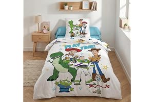 Toy Story Enkelsäng Påslakan 140x200 + Örngott 65x65 Woody Buzz Jessie | Vändbart sängset | Polyester-bomull snabbtorkande