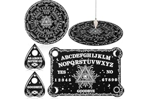 THREAN Pendeln Wünschelrute Weissagung Tafel mit Amethyst Set Metaphysisches Nachricht Board Kristall Wünschelrute Pendel Halskette Holzbrett Sprechendes Brett mit Planchette (Auge)