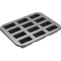 MasterClass Mini Loaf Tin with Loose Bases and PFOA Non Stick in Gift Box, 12 Holes Robust 1 mm Carbon Steel, 27 x 35.5cm (10