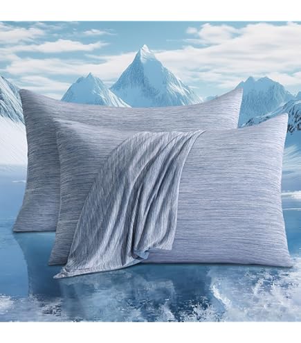 Luxear Lot de 2 Taies d'oreiller Rafraîchissantes Elastiques avec Refroidissement Arc-Chill Respirantes,Housses de Coussin Soyeuses avec Fermeture Eclair, 40 x 80 cm, Gris