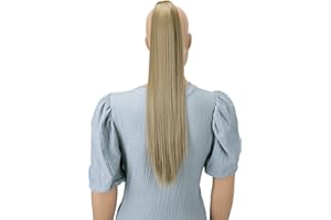 CAISHA by PRETTYSHOP 60cm Coda Capelli Hannah Con Chiusura In Velcro Capelli Extensions Finta Liscio Biondo Naturale HCK14