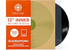 50x Buste Interne Antistatiche per Vinili 33 Giri | Spincare Quadraphonic Custodia Vinili HDPE Premium | Buste Protettive Vinili Antistatiche di Alta Qualità | Inner Sleeves Vinyl per Dischi LP