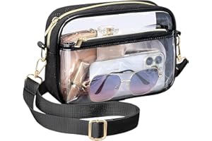 BOOCOOBERG Clear Crossbody Bag - Stadium Approved Clear Purses For Women, Adjustable Shoulder Strap, Transparent Bag for Concerts, Sports Events, Festival (Black)