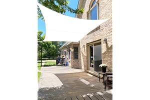 LOVE STORY Voile d'ombrage 3.5x5m Rectangulaire Imperméable à l'eau PES Toile d'ombrage Crème avec 95% de Protection UV pour Patio Extérieur Jardin