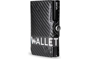 WLine Porta Carte di Credito Uomo e Donna Schermato in Fibra di Carbonio - Portafoglio Uomo Slim Rfid Compatto ed Elegante - Portatessere Uomo Tascabile (Nero Carbon senza Zip)