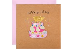 Hallmark Birthday Card, Fun & Colourful Cake Design, for Friend, Kraft, Pink