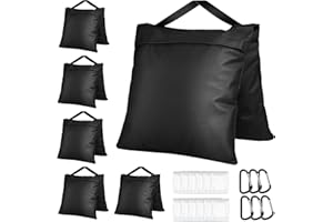 Victiv 6 Pack Sandbag per Studio Fotografico, Pesi per Gazebo Sacchi di Sabbia Resistenti, 57×26.5cm Tessuto Oxford Sacchi di Peso per Treppiedi, Cavalletti, Carico Massimo 11.8kg - Nero