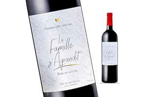 FUNFEST Etiqueta Botella de vino de anuncio de embarazo - La familia se amplía - Grand Cru Especial - Anuncio futuro nacimiento para abuelo - Abuela - Tonton - Tata - Familia - Amigos