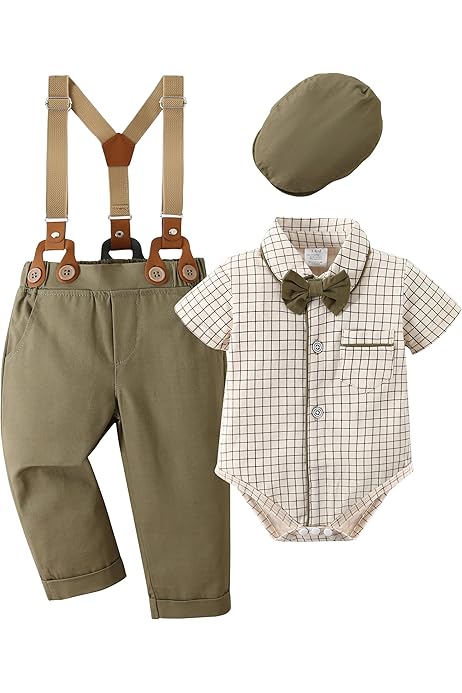 IMEKIS Baby jongens gentleman pak formeel verjaardag bruiloft doop smoking outfits lange mouwen button down hemd broek vest en vlinderdas, 4-delige set, lila, 2-3 Jaar