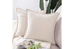 Madizz 2 Pezzi Federe Corto Ciniglia Copricuscini Morbido Decorativo Fodere per Cuscino Lusso Stile per Divano Camera da Letto Avorio Quadrate 40x40 cm