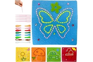 HhBdy Sewing Kit for Kids 5Pcs,Sewing Kits for Ages 5-12 First for Girls Boys with Material Cards,Colored Threads,Needles,Threading Toys Gifts for Children