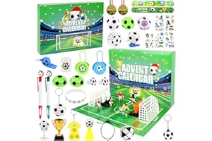 DBPBToU Calendario Avvento 2024 Calcio Kinder, 24 Pezzi Calendario Avvento Bambini Con Coppa del Mondo di Calcio Set, Calendario dell'Avvento Natalizio Con Conto Alla Rovescia, Idee Regalo Natale