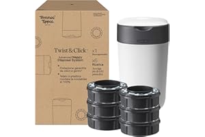 Tommee Tippee Starter set Mangiapannolini Twist & Click con 6 Ricariche con Pellicola Antibatterica Multistrato, Bianco (la confezione può variare)