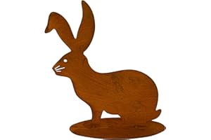 Rostikal Figurine de lapin de Pâques en métal rouillé - 25 cm - Décoration de jardin