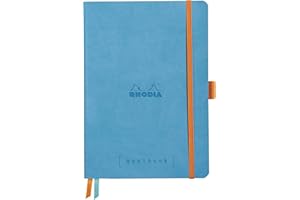 RHODIA 117576C - Carnet Souple Bullet Journal Goalbook Turquoise - A5 14,8 x 21 cm - Pointillés Dot - 240 pages - Papier Clairefontaine Blanc 90 g/m² - 2 Rubans, Fermeture Élastique - Simili Cuir