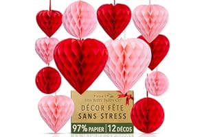 ITSY BITSY PARTY CO Décorations de fiançailles réutilisables de qualité supérieure – Décorations de fête de fiançailles, décoration de cœur rose et rouge à suspendre – Décorations romantiques, décorations de demande en
