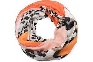 styleBREAKER Damski szal typu Loop z lampartem zwierzęcym nadrukiem i kolorowymi powierzchniami blokującymi kolory, szal kominowy, chusta 01016182