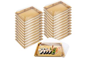 DAJAVE Confezione da 25 vassoi riutilizzabili per sandwich con coperchio, piccoli vassoi per catering con coperchio, vassoio dorato per buffet con coperchio, vassoio per sandwich, per dolci, cibo per