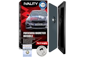 IVALITY® Porta targa magnetico senza cornice per 2 targhe | Porta targa magnetico per auto | Porta targa per auto | Porta targa per auto | Per targhe italiane