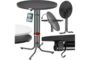 ‎CASARIA Casaria® Stehtisch Klappbar Outdoor Gastro Bistrotisch 2X Haken Ø 70 cm Rund Witterungsbeständig Grau Partytisch pulverbeschichtet Metall MDF