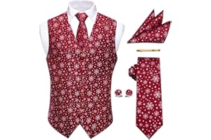 YourTies Waistcoat for Men Silk Jacquard Floral Paisley Vest Necktie Pocket Square Cufflinks Tie Clip Wedding Formal