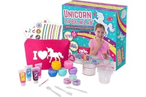 GirlZone Unicorn Lip Balm Lab, 22-Piece Make Your Own Lip Gloss Set for Kids with a Cute Makeup Bag, Exciting Toy for Playdates and Great Gift Idea