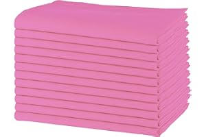 SWEETNEEDLE Sweet Needle - Paquete de 12 - Servilletas de Gran tamaño 100% algodón 45 CM x 45 CM (18" x 18"), Rosa - Tela Gruesa para Uso Diario con Esquinas Redondeadas
