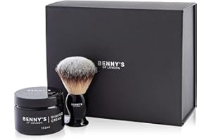 BENNY'S OF LONDON Shaving Brush & Cream Gift Set | BENNY'S | Luxury Quality Gift | Excellent Shaving Cream + Shaving Brush | Men's Gift Idea | Incredible Smell | Ideal for Travel | 100% Vegan | Made in The UK