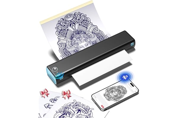 Phomemo M08F Thermocopieur Tatouage, Imprimante Stencil Tatouage avec 10 Feuilles de Papier, Thermocopieur Tatouage Compatible avec Téléphone Tablette PC pour Artistes et Débutants, Noir Bleu