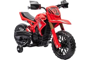 AIYAPLAY Moto Eléctrica para Niños de +3 Años Moto de Batería 12V con Ruedas de Entrenamiento Acelerador en Puño y Bocina Moto para Niños Carga 30 kg Rojo