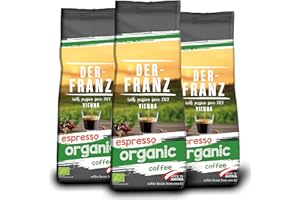DER-FRANZ - Café espresso ecológico, granos enteros, 500 g (paquete de 3)