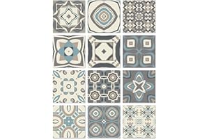 Panorama Azulejos Adhesivos Cocina Baño Pack de 72 Baldosas de 10x10cm Modelo Hidráulico Azul - Vinilos Cocina Azulejos - Revestimiento de Paredes - Cenefas Azulejos Adhesivas
