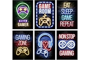 RAYKCE 6 Pcs Gaming Poster, Tableau Toile Mural Gamer- Gamer Poster Murale Decoration Affiche Pour Salle De Jeu- Jeu Vidéo Decoration Murale, Pour Adolescents Garçons Filles Chambre À Coucher Salle De Jeux