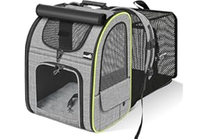 pecute Nosidełko dla zwierząt, rozszerzane, przenośne, przewiewne, plecak, z zasłoną, rozkładany tył, więcej miejsca, idealne do przenoszenia szczeniąt i kotów