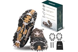 TREKOLOGY Crampons for Hiking Boots – 19-Spike Stainless-Steel Microspikes & Ice Cleats, Durable Traction Crampons for Boots, Snow & Ice Grip for Men & Women Winter Hiking