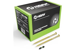 Heifix Multi-Purpose Wood Screws Pozi Double Countersunk - FREE Screw Bit Included (QTY 200, 5mm x 100mm)