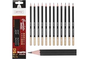 ARTPIQ Drawing Pencils Set of 12 Mixed Grade Graphite Pencils- 2H H F HB B 2B 3B 4B 5B 6B 7B 8B - Ideal for a Wide Variety of Drawing Techniques - Premium Quality Wood and Graphite Lead