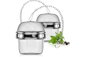 COM-FOUR® 2x colino da tè in acciaio inossidabile 304 antiruggine - uovo da tè Ø 6,5 cm per tè sfuso, spezie ed erbe aromatiche - filtro da tè a maglia fine con catena - colino per spezie