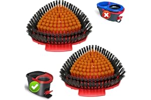 FATMASS 2 Pack Upgraded Spin Mop Replace Scrub Brush Compatible with Vileda Turbo/Ocedar Mop System, More Layers of Bristles Great for Kitchen, Deck, Bathroom and Shower Floor Scrubber Head Replacement