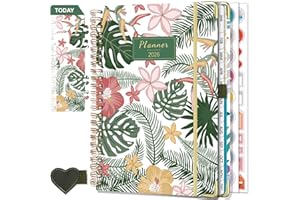 NEYSA Agenda 2026 Semainier Spirale de Janvier à Décembre 2026 (12 mois) A5 Agenda Scolaire Avec boucle de stylo,Règle Signet & Autocollants de plan, pochette (B29-Vert)