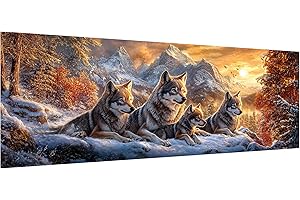 Hoobee 5D DIY Loup Diamond Painting Grande Taille, Diamond Painting Adulte Animal, Peinture Diamant Diamant Painting Broderie au Point de Croix Strass Décoration de la Maison 30x80cm-4