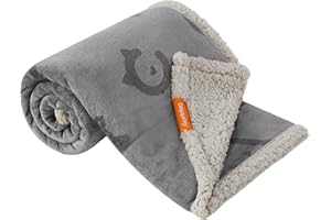Feandrea Manta Impermeable para Perros, Vellón y Franela, para Perros Pequeños y Medianos, Gatos, 127 x 101 cm, L, Reversible, Protección para Sofá, Cama, Lavable a Máquina, Gris PPB050G01