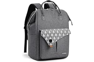 Lekesky Rucksack Damen Schultasche mit Laptopfach & Anti Diebstahl Tasche, 15.6 Zoll Laptop Rucksack Arbeitsrucksack Daypack(Grau)