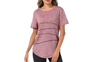 Terecey Tee Shirt Sport Femme Sechage Rapide T-Shirts de Sport Femme à Manches Courtes Tops Sport Col Rond pour Yoga Running Fitness Pilates S-XXL