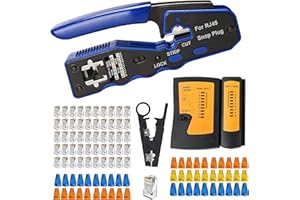 MAYLINE-TECH MAYLINE CAT5 CAT6 Cirmpatura Strumenti Kit RJ45 di Rete Network Kit di riparazione Professionali Manutenzione del Strumenti di Riparazione Ethernet, Pinza Crimpatrice per cavo di rete (Arancia)