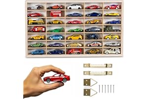 ART TWIST HOME Hot Wheels Storage | Wooden Display Shelves with 35 Compartments | Wall Display Cabinet 49,5cm x 28,5cm x 4cm for Collectables Model Car or Mini Figure (Shelf without Motif)