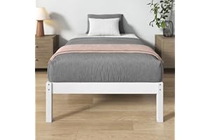 ‎ZINUS Zinus Ellie Bett 90x200 cm - Höhe 35 cm - Massivholzbett - Bambus und Holz Plattform Bettgestell mit Lattenrost - Kein Boxspring erforderlich - Einzelbett - Weiß