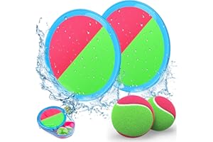 WEOKEEY Raquette pour Enfants, Jeu de Sport Intérieur/Extérieur avec 2 Pagaies et 2 Balles, Raquette de Plage Plein Air Parc Jardin Cour Jeu pour 3+ Ans Enfant Fille Garcon Adulte Famille Paques Cadeau